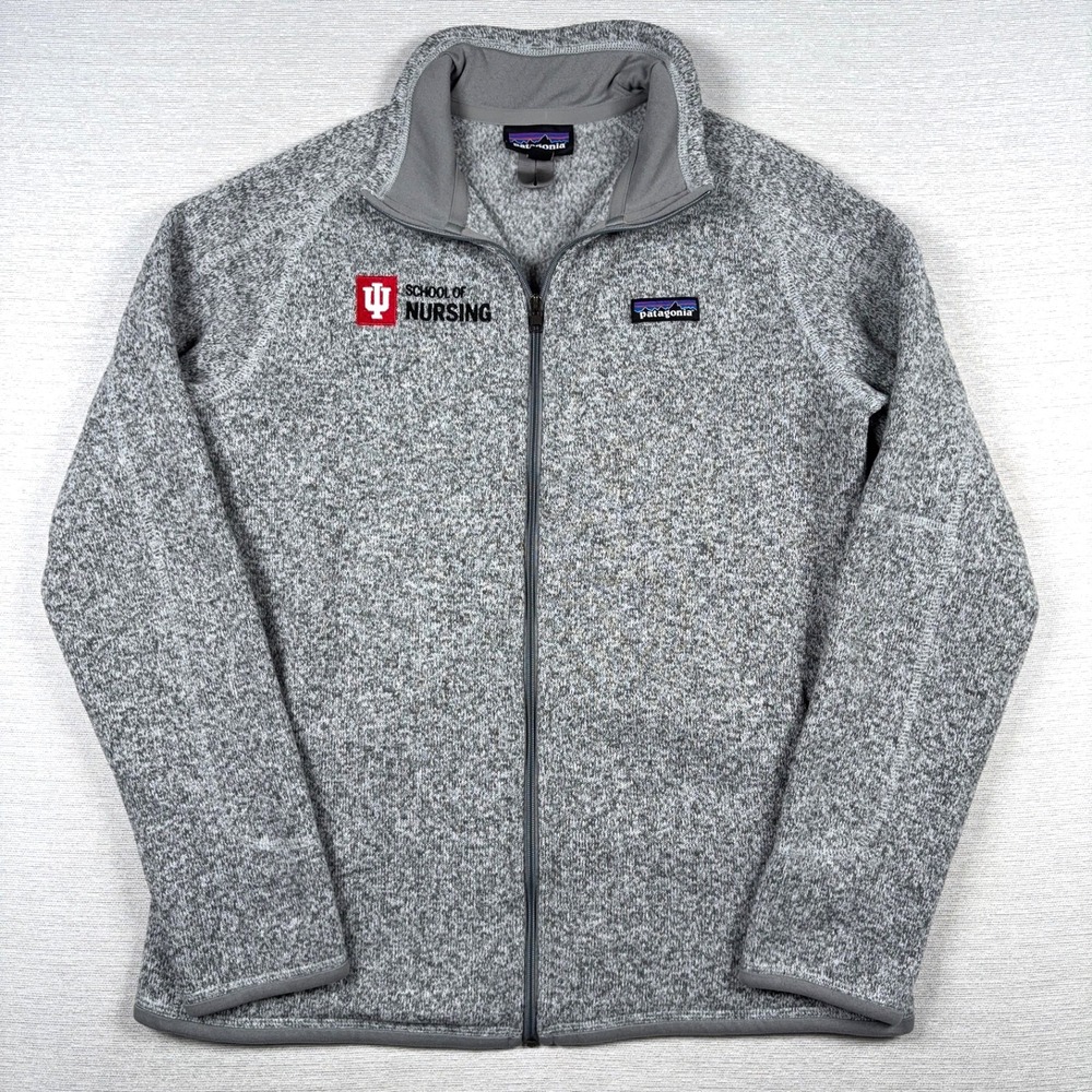 Patagonia Better Sweater Jacket Womens Size L Grey Heather Poly IU Nursing Logo